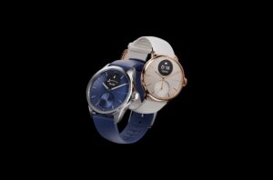 Withings ScanWatch 2 hybrid smartwatch with analog dial and ECG sensor, shown in black/silver colorway