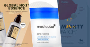 Trending skincare products of 2026 featuring COSRX Snail Mucin, Medicube Zero Pore Pads, and Mighty Patch Original