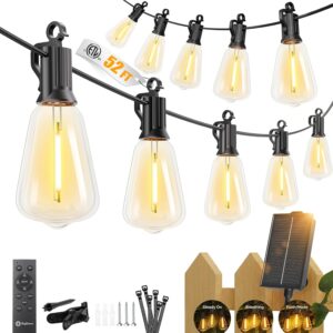 Brightown 52FT outdoor solar string lights with 15 shatterproof LED bulbs and remote