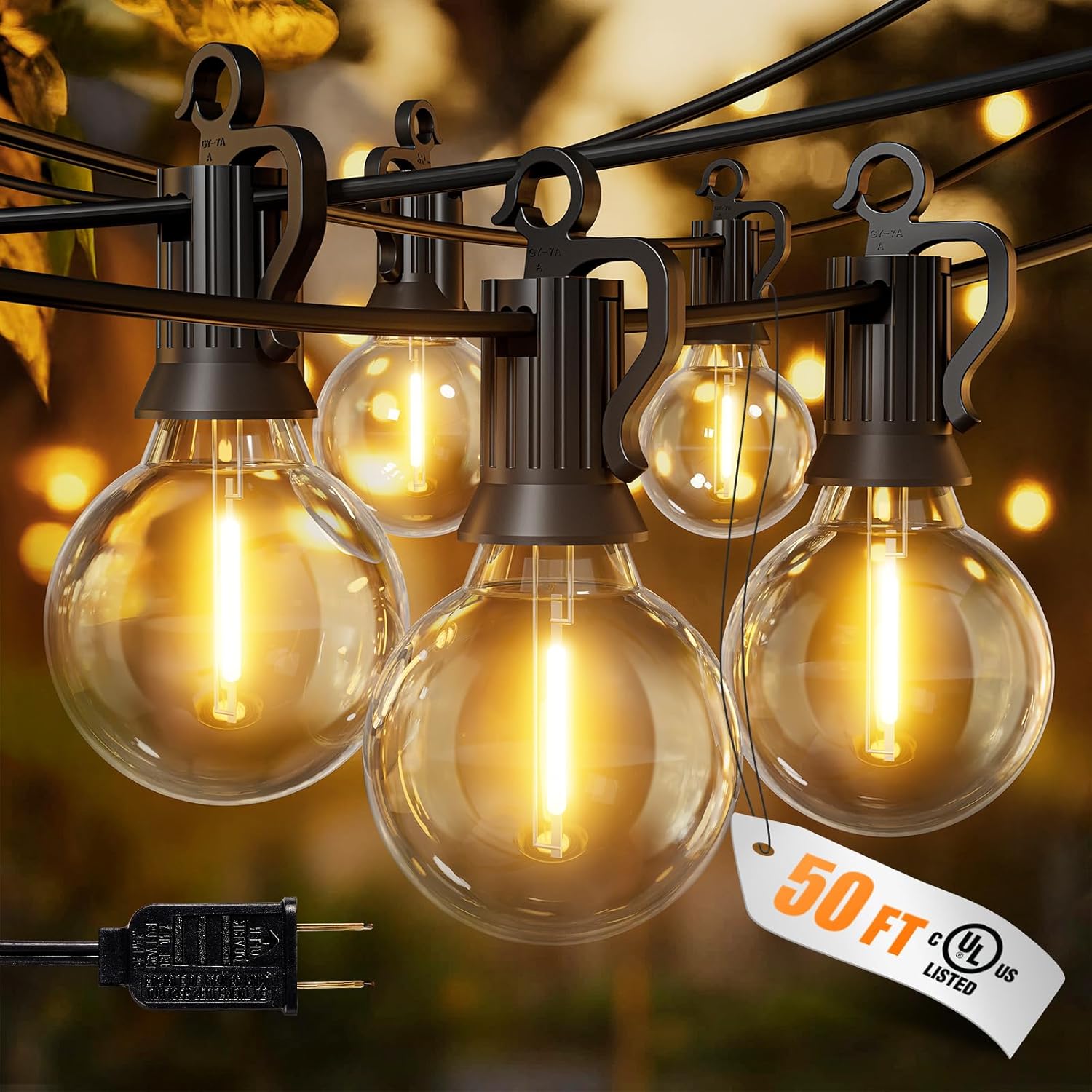 Brightown 50-foot G40 globe outdoor patio string lights