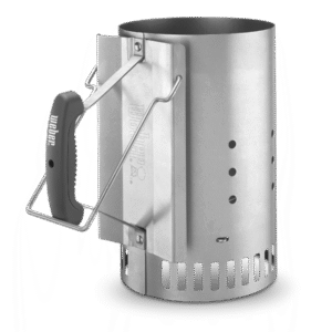 Weber 7416 Rapidfire Chimney Starter aluminized steel charcoal chimney with cone-shaped grate and dual handles