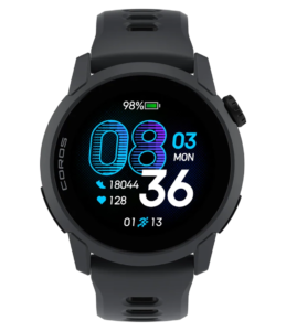 COROS PACE 4 ultralight AMOLED GPS sport watch with black silicone band