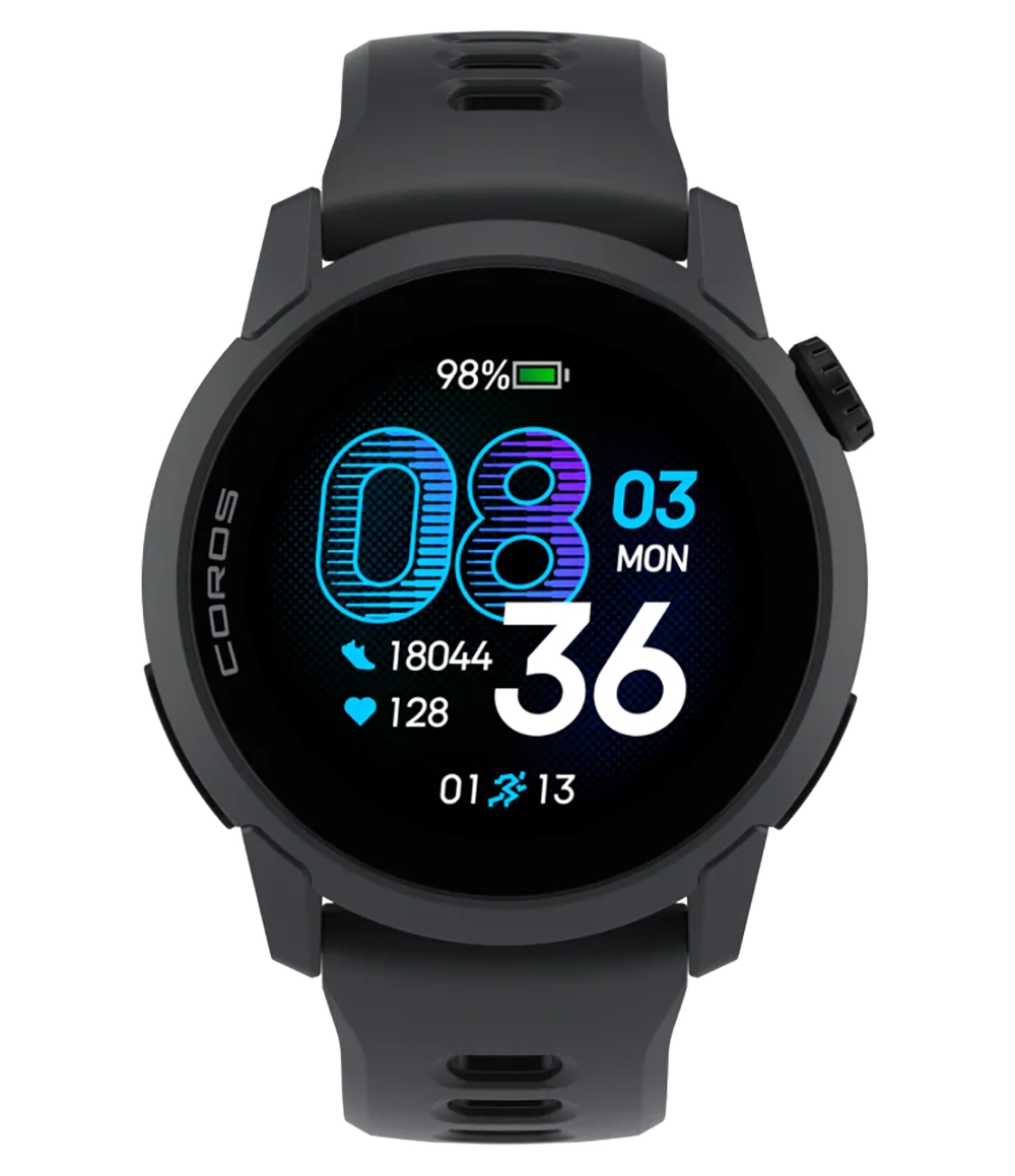 COROS PACE 4 ultralight AMOLED GPS sport watch with black silicone band