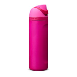 Owala FreeSip insulated stainless steel water bottle with dual FreeSip lid showing straw and chug modes
