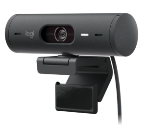 Logitech Brio 500 Full HD Webcam in Graphite with magnetic mount and privacy shutter