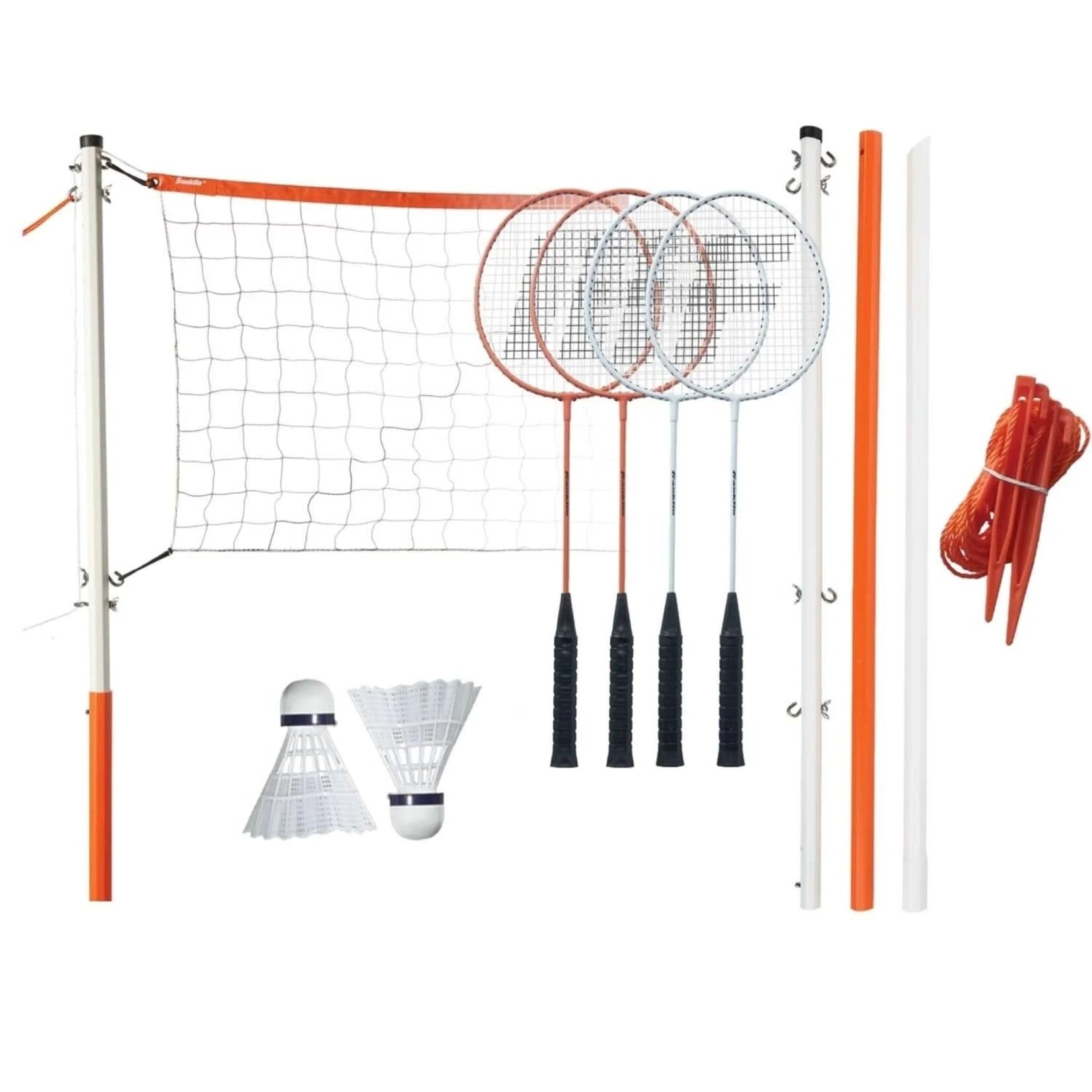 Franklin Sports Advanced Badminton Set — portable 4-player outdoor net with aluminum rackets and carry bag