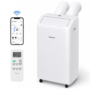 Hisense HAP0824TWD 8,000 BTU dual-hose inverter portable air conditioner in white