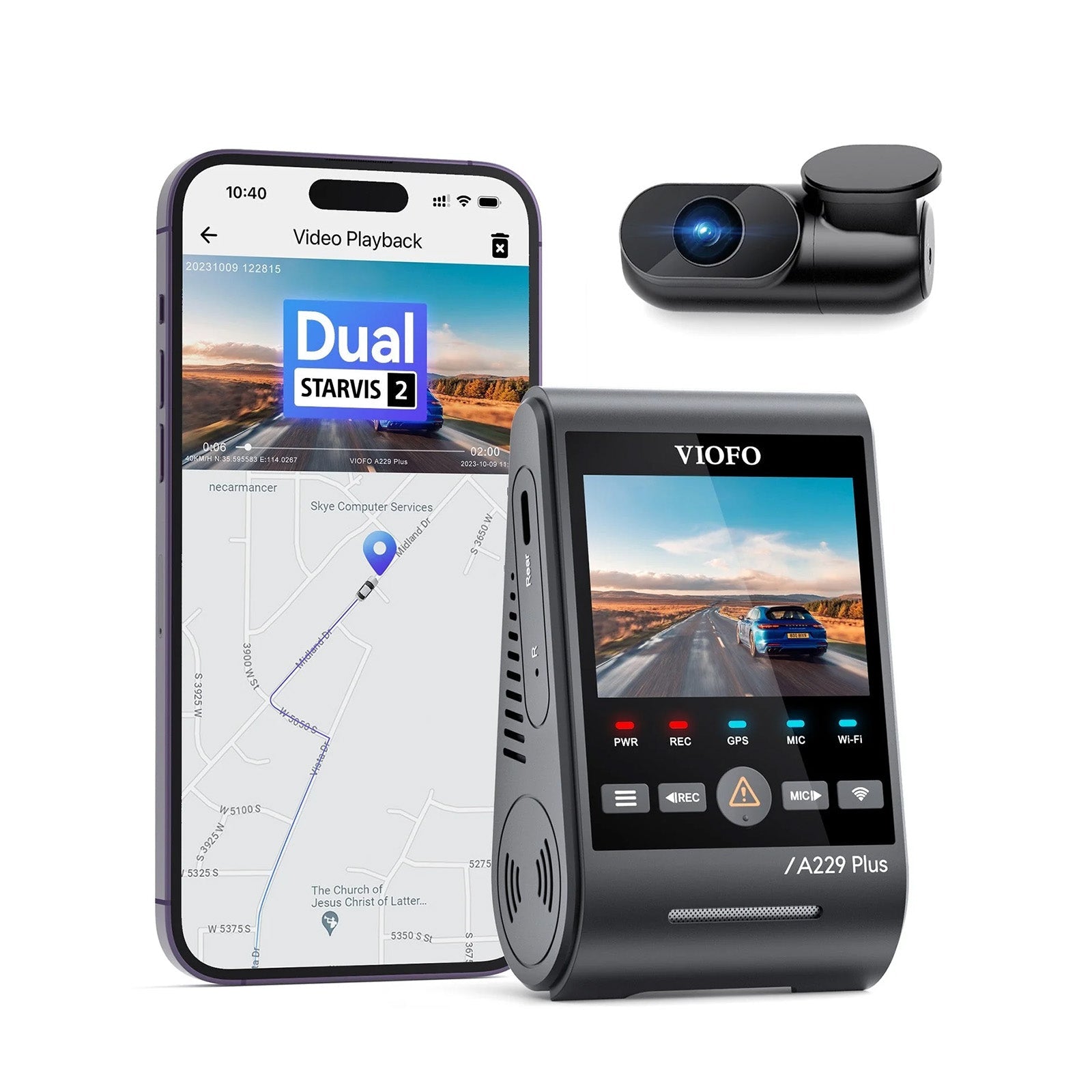 VIOFO A229 Plus 2CH front and rear dual dash cam with Sony STARVIS 2 sensors and 2K HDR recording