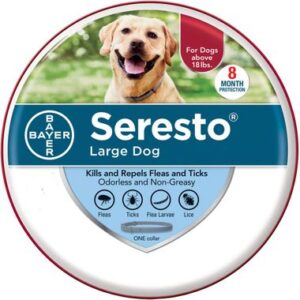 Seresto Flea and Tick Collar for Dogs Over 18 lbs packaging