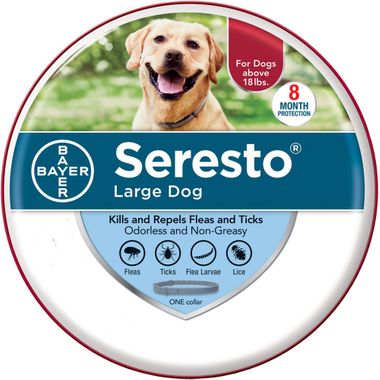 Seresto Flea and Tick Collar for Dogs Over 18 lbs packaging