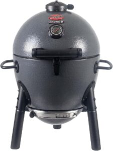 Char-Griller AKORN Jr. portable kamado charcoal grill and smoker, gray, 14-inch with side handles