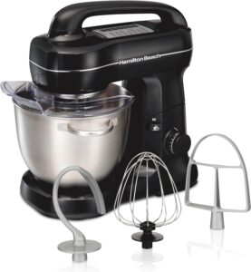 Hamilton Beach 7-Speed Stand Mixer, black, on a white background