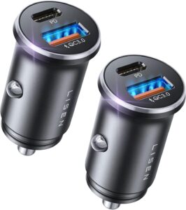 LISEN 2-Pack USB-C Car Charger 54W aluminum alloy cigarette lighter adapter