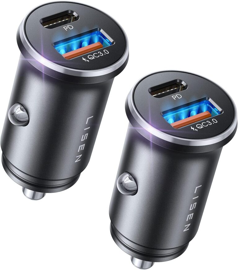 LISEN 2-Pack USB-C Car Charger 54W aluminum alloy cigarette lighter adapter