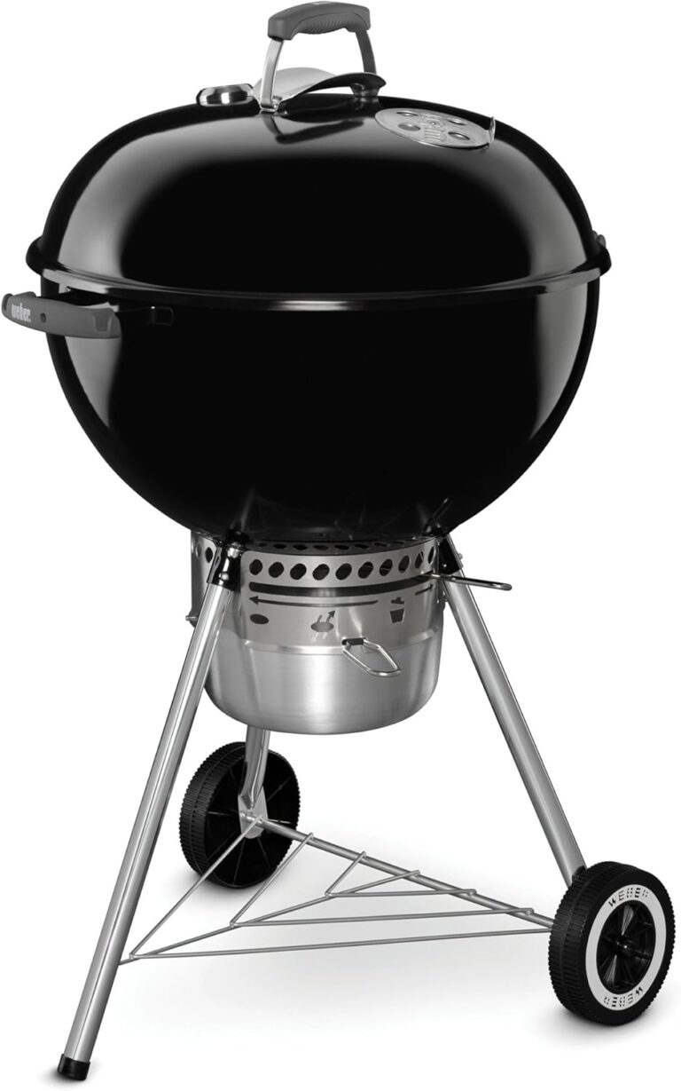 Weber Original Kettle Premium 22-Inch Charcoal Grill, black porcelain-enameled bowl and lid