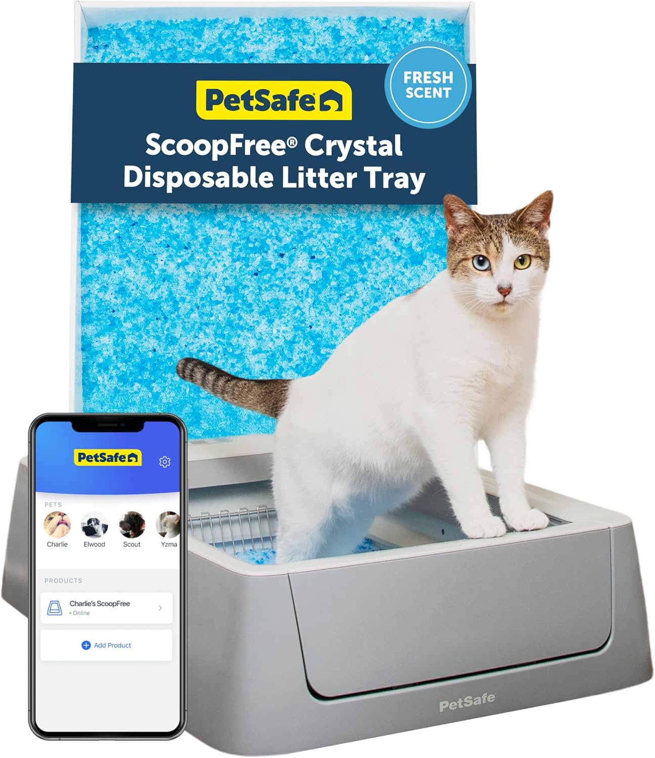 PetSafe ScoopFree Complete Smart Self-Cleaning Litter Box with disposable crystal litter tray