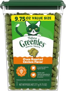 Greenies Feline Dental Cat Treats, Oven Roasted Chicken Flavor, 9.75 oz tub