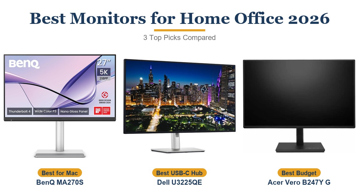 Best Monitors for Home Office 2026: 3 Top Picks Compared