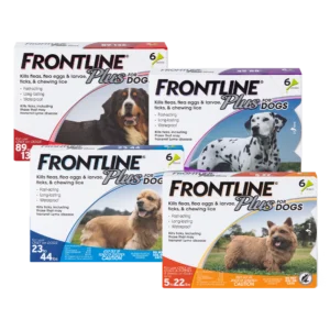 FRONTLINE Plus for Dogs flea and tick topical treatment applicator box