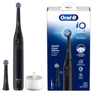 Oral-B iO Series 2 rechargeable electric toothbrush in Night Black with charging base