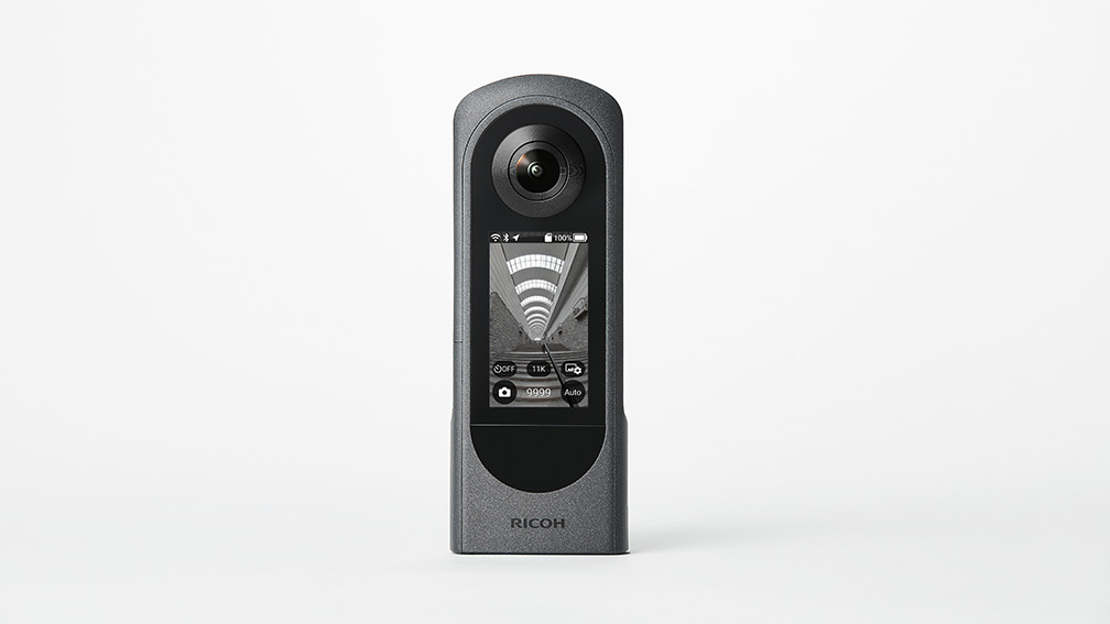 Ricoh Theta X 360-degree camera with 2.25-inch touchscreen and interchangeable battery