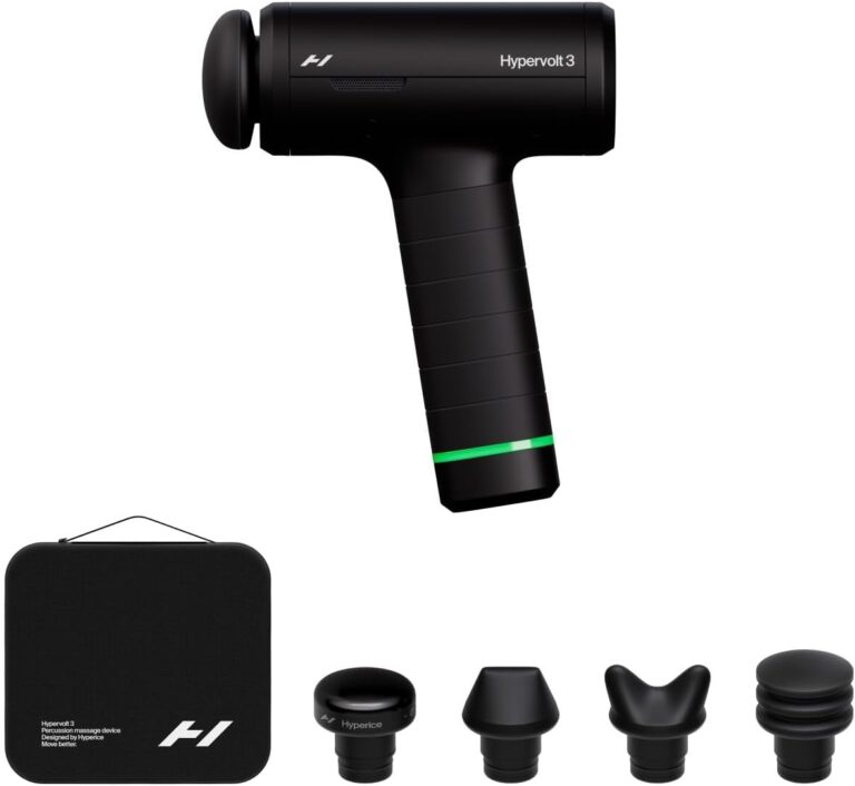 Hyperice Hypervolt 3 percussion massage gun with heated attachment and carry case
