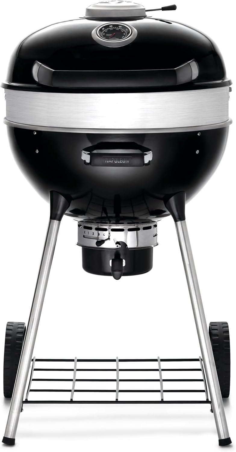 Napoleon PRO22 Kettle Charcoal Grill, black porcelain-enameled kettle grill product photo