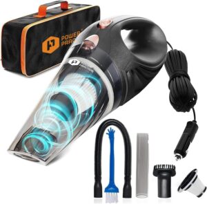 ThisWorx Handheld Car Vacuum with crevice tool, brush nozzle, and 16-foot cord