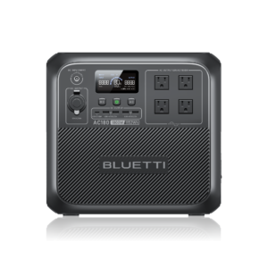 BLUETTI AC180 1152Wh portable power station with 1800W AC output, front view showing display and outlets
