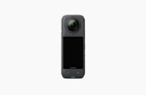 Insta360 X4 8K 360-degree action camera, front-angle studio product photo