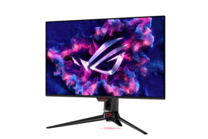 ASUS ROG Swift OLED PG32UCDM 32-inch 4K QD-OLED gaming monitor, side view
