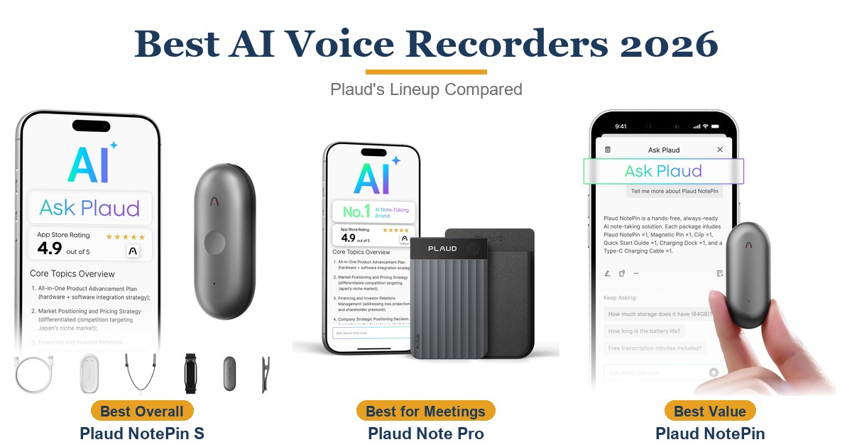 Best AI Voice Recorders & Note-Takers 2026: Plaud's Lineup Compared