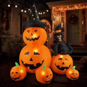 NovaFloat 6 ft Pumpkin Patch & Black Cat Inflatable