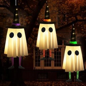 CYSKXYI Hanging Ghosts with Witch Hats, Set of 3
