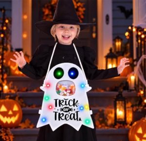 POCOSER Light-Up Ghost Trick-or-Treat Bucket