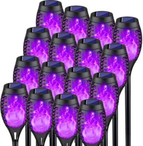 Kurifier Purple Flame Solar Lights, 16 Pack