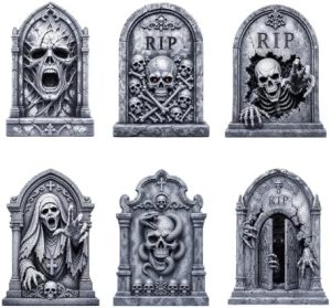 WUQIREN Halloween Tombstones, 6 Pack