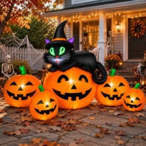 JoyParcel 5 ft Pumpkin & Black Cat Inflatable