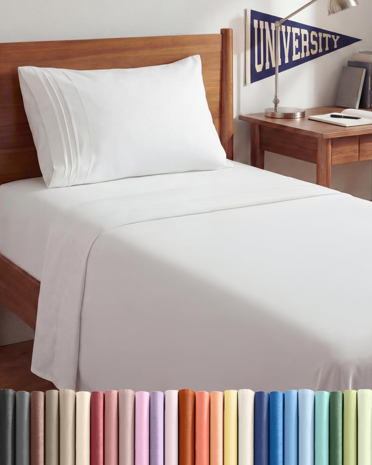 Twin XL 3 Piece Sheet Set for college dorm beds
