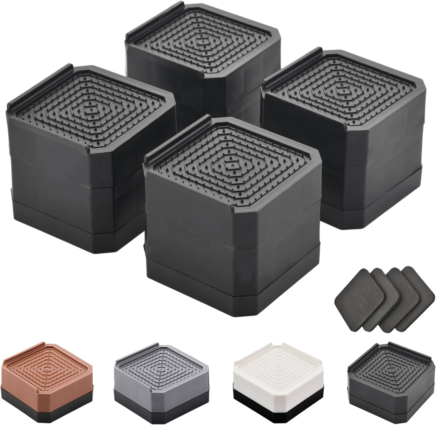 EclatBain adjustable bed risers, 4-pack, black