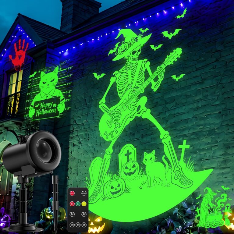 Nagudenfo 12-in-1 Halloween Projector Lights Outdoor with cat spider pumpkin patterns