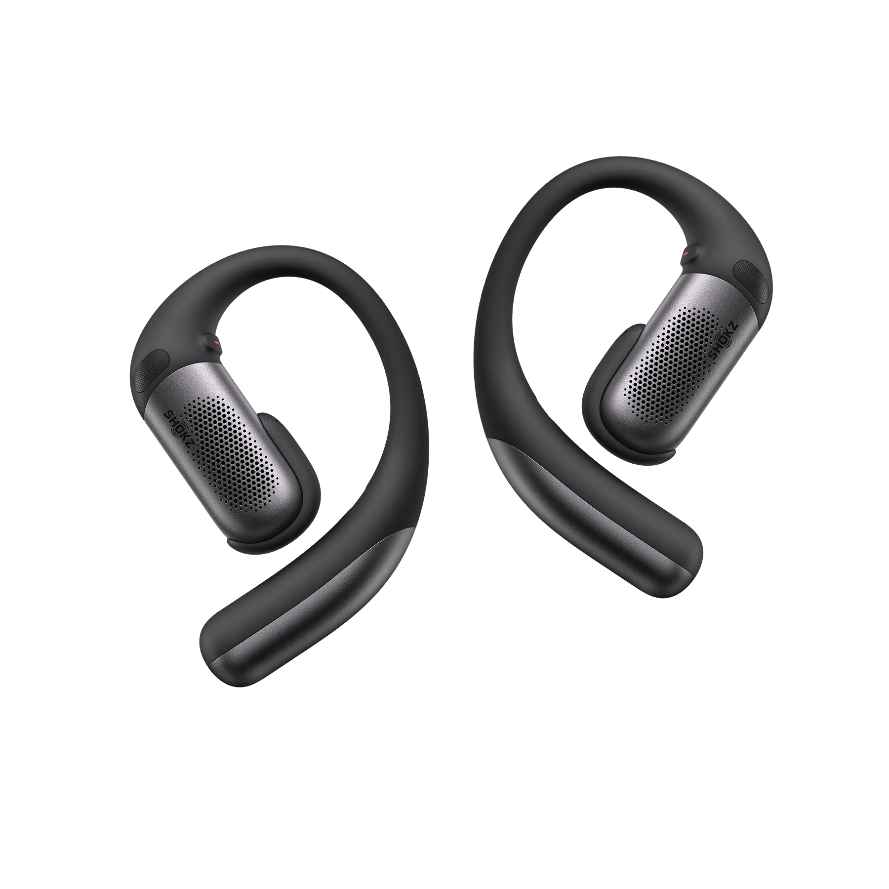 Shokz OpenFit Pro open-ear earbuds in black, titanium-reinforced ear hook design