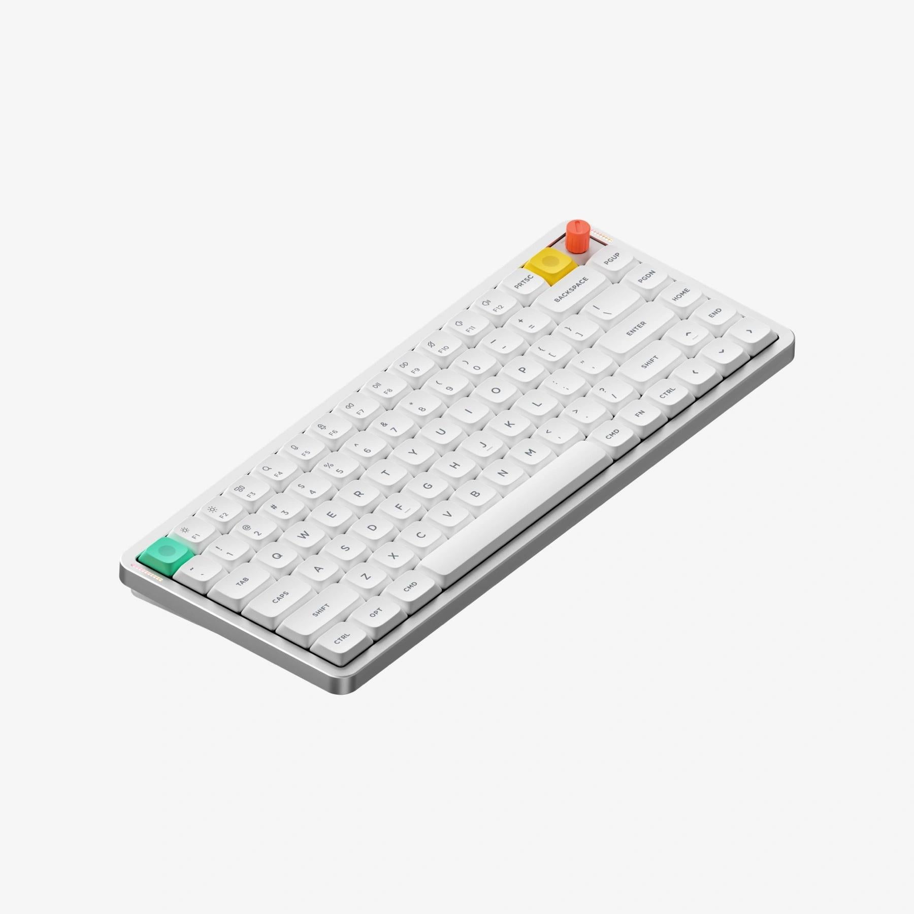 NuPhy Air75 V3 low-profile 75% wireless mechanical keyboard in white with the high-profile knob module